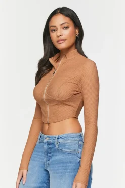 Mesh Zip-Up Crop Top