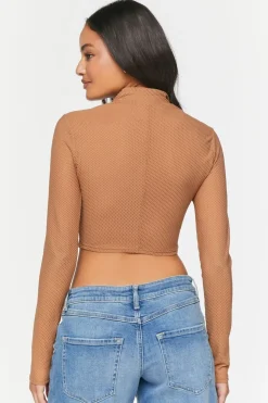 Mesh Zip-Up Crop Top