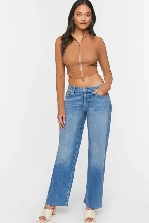 Mesh Zip-Up Crop Top