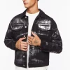 Metallic Denim Trucker Jacket