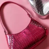 Metallic Faux Croc Leather Shoulder Bag