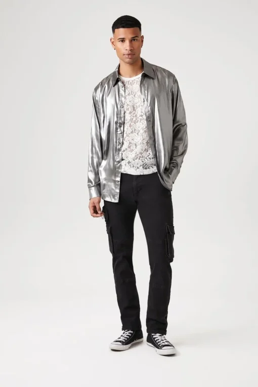 Metallic Long-Sleeve Shirt
