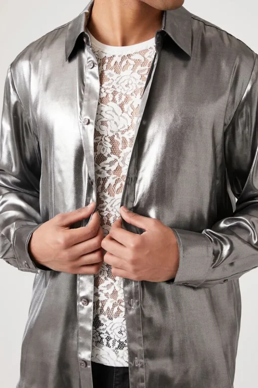 Metallic Long-Sleeve Shirt