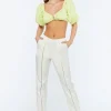 Micro-Cutout Straight-Leg Pants