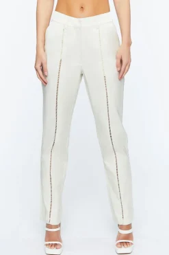 Micro-Cutout Straight-Leg Pants