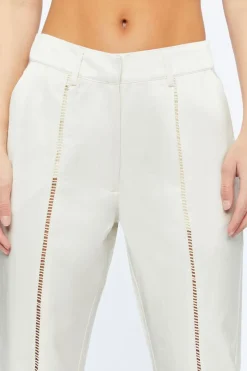 Micro-Cutout Straight-Leg Pants