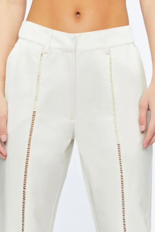 Micro-Cutout Straight-Leg Pants