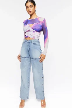Mid-Rise Cutout Jeans