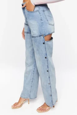 Mid-Rise Cutout Jeans