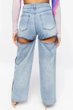 Mid-Rise Cutout Jeans