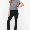 Mid-Rise Flare Split-Hem Pants