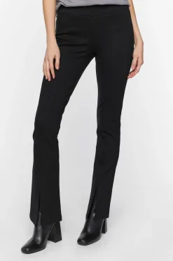 Mid-Rise Flare Split-Hem Pants