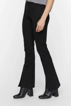 Mid-Rise Flare Split-Hem Pants