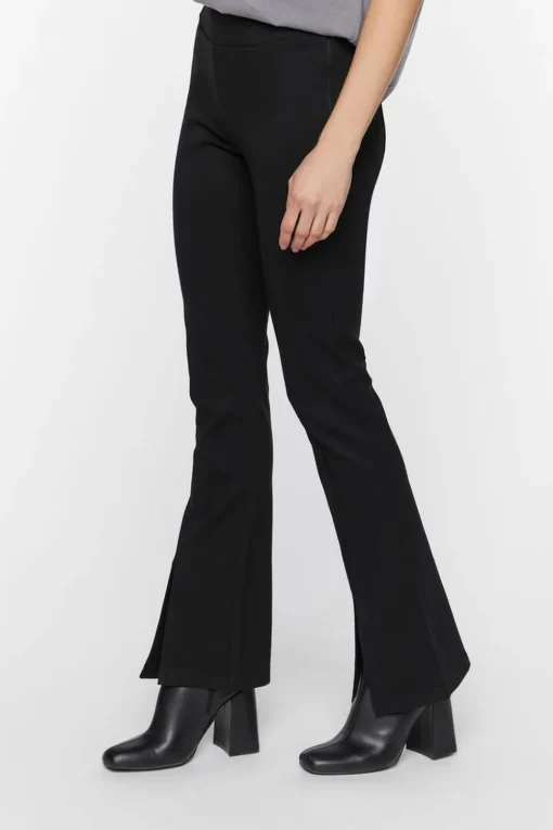 Mid-Rise Flare Split-Hem Pants