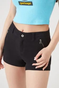 Mid-Rise Zippered Shorts