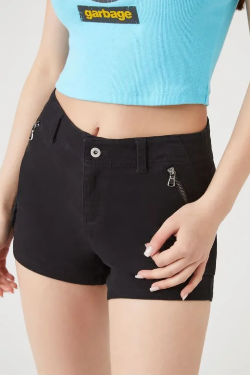 Mid-Rise Zippered Shorts