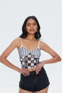 Mixed Plaid Mesh Cami