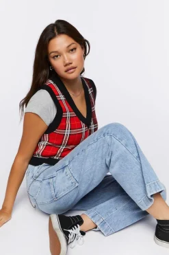 Mixed Plaid Sweater Vest