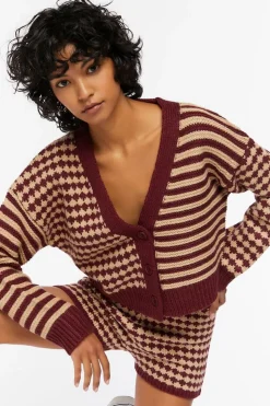 Mixed Print Cardigan Sweater