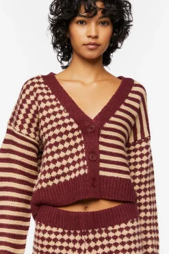 Mixed Print Cardigan Sweater