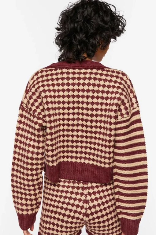 Mixed Print Cardigan Sweater