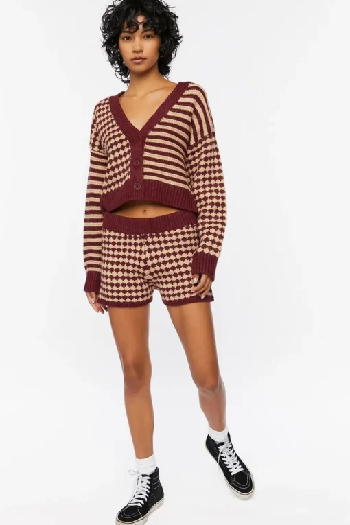 Mixed Print Cardigan Sweater