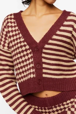 Mixed Print Cardigan Sweater