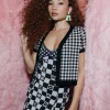 Mixed Print Mesh Mini Dress