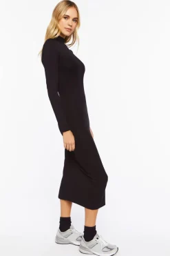 Mock Neck Bodycon Midi Dress