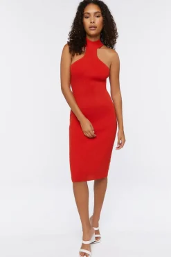 Mock Neck Racerback Midi Dress