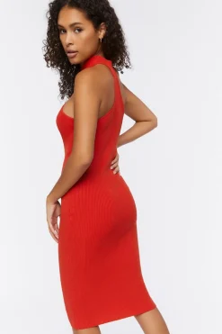 Mock Neck Racerback Midi Dress
