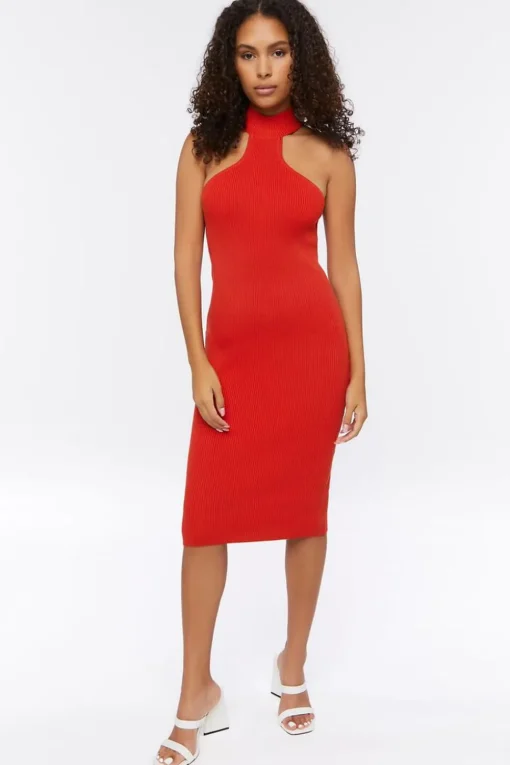Mock Neck Racerback Midi Dress