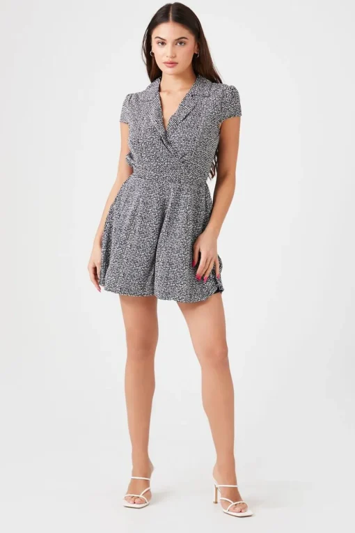 Mock Wrap Surplice Romper