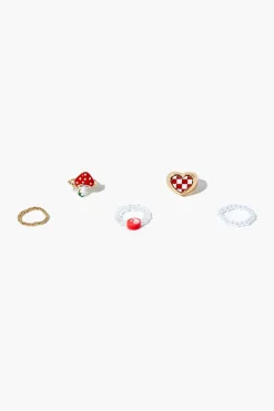 Mushroom & Heart Ring Set