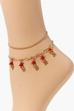 Mushroom Charm Anklet Set
