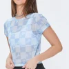 Mushroom Checkered Mesh Tee