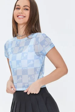 Mushroom Checkered Mesh Tee