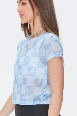 Mushroom Checkered Mesh Tee