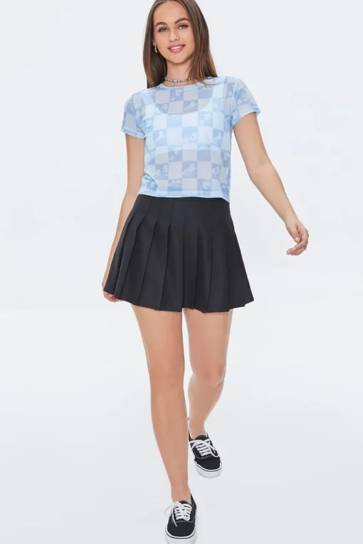 Mushroom Checkered Mesh Tee