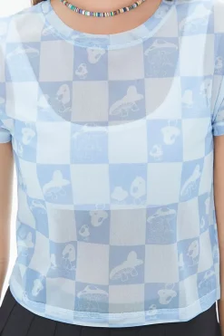 Mushroom Checkered Mesh Tee