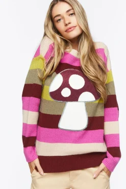 Mushroom Graphic Striped Sweater