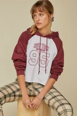 New York Embroidered Raglan Hoodie