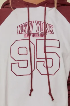 New York Embroidered Raglan Hoodie