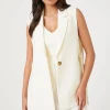 Notched Button-Front Blazer Vest