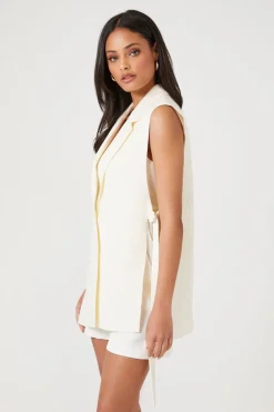 Notched Button-Front Blazer Vest