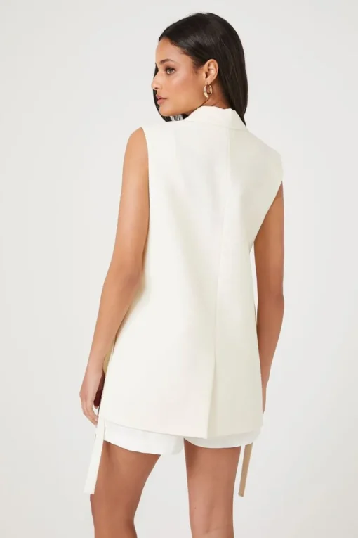 Notched Button-Front Blazer Vest