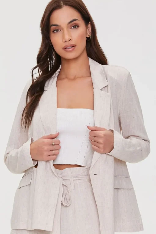 Notched Linen-Blend Blazer