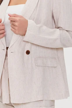 Notched Linen-Blend Blazer