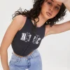 Nyc Graphic Lace-Up Crop Top