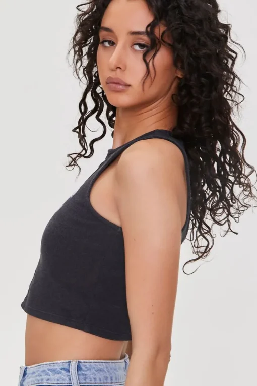 Nyc Graphic Lace-Up Crop Top
